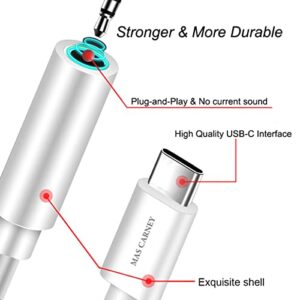 MAS CARNEY USB Type C to 3.5mm Female Aux Adapter, HiFi Audio Headphones Jack, Compatible with Huawei Google Pixel Mi Moto Z iPad Pro MacBook etc Android/iOS/Win10 USB Type C Device