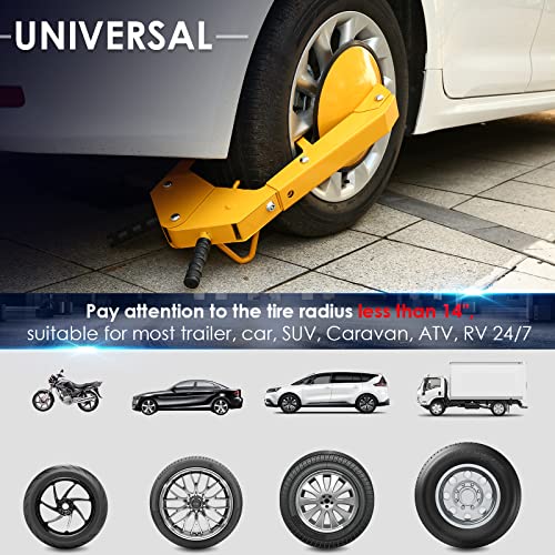 Hurbo Wheel Lock Clamp Adjustable Tire Boot Lock Anti-Theft Lock Clamp Boot Tire Claw for Parking Car Truck RV Boat Trailer