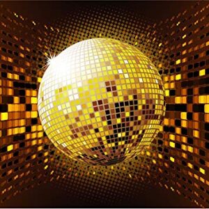 Disco Banner Polyester Fabric Backdrop for Party Decoration Gold Disco Ball and Lights Background FT-7313