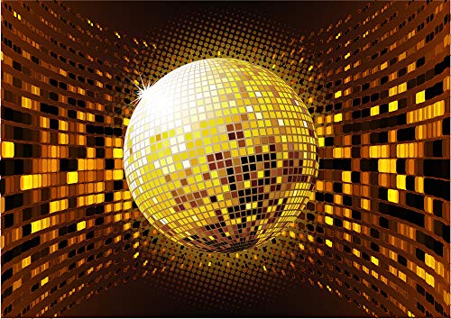 Disco Banner Polyester Fabric Backdrop for Party Decoration Gold Disco Ball and Lights Background FT-7313