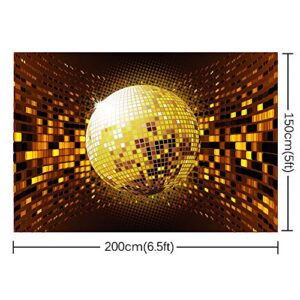 Disco Banner Polyester Fabric Backdrop for Party Decoration Gold Disco Ball and Lights Background FT-7313