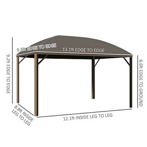 Outsunny 10' x 13' Hardtop Gazebo Canopy with Galvanized Steel Roof, Aluminum Permanent Pavilion Outdoor Gazebo with Top Hook, Netting and Curtains for Patio, Garden, Backyard, Deck