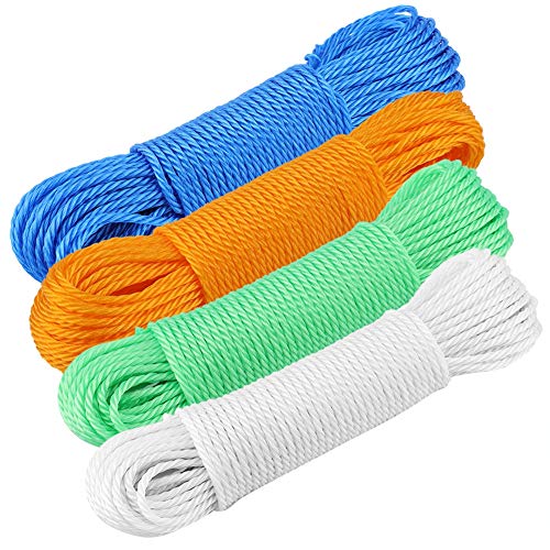 Multi-Functional Nylon Rope Cord String Washing Line Climbing Traction Tying Shade Net Rope for Camping Outdoor Garden Garage Clothesline 20M / 65.6 ft(Blue)