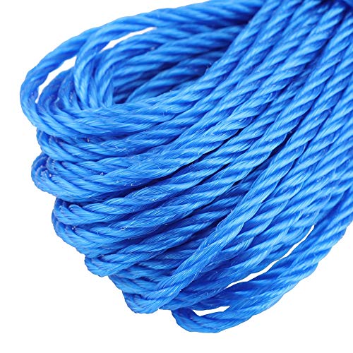 Multi-Functional Nylon Rope Cord String Washing Line Climbing Traction Tying Shade Net Rope for Camping Outdoor Garden Garage Clothesline 20M / 65.6 ft(Blue)