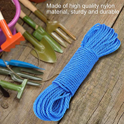 Multi-Functional Nylon Rope Cord String Washing Line Climbing Traction Tying Shade Net Rope for Camping Outdoor Garden Garage Clothesline 20M / 65.6 ft(Blue)