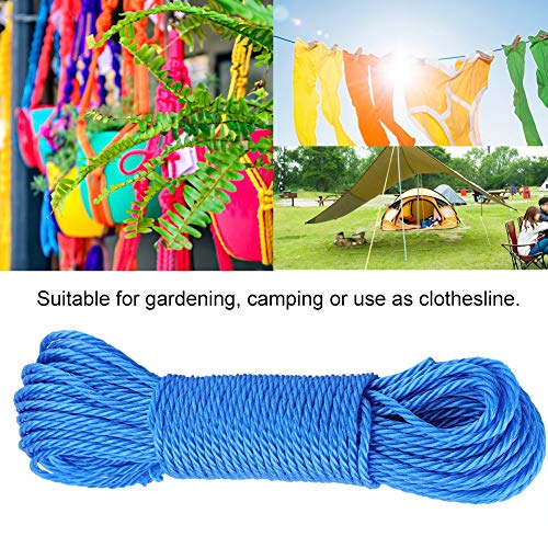 Multi-Functional Nylon Rope Cord String Washing Line Climbing Traction Tying Shade Net Rope for Camping Outdoor Garden Garage Clothesline 20M / 65.6 ft(Blue)