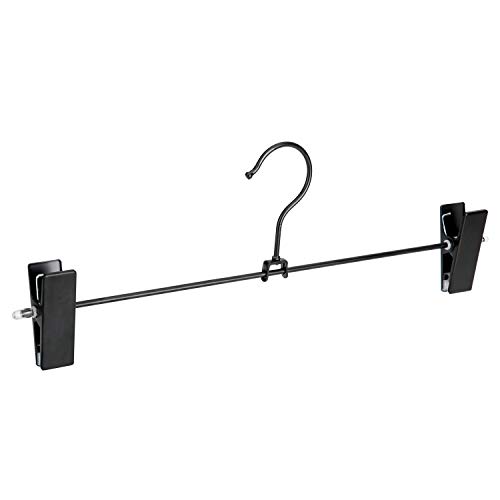 Jetdio Metal Heavy Duty Pants Skirt Slacks Hangers,Trousers Hangers with Two Adjustable Clips and 360-degree Swivel Hook, 12 Pack, Matt Black