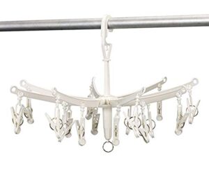 durreus foldable clip drip laundry hanger portable plastic hanging dryer with 20 clips for drying cloth diapers,baby clothes,bras,underwear,hat,gloves,socks