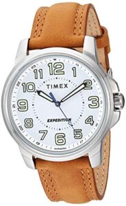 timex men's tw4b16400 expedition field tan/white leather strap watch