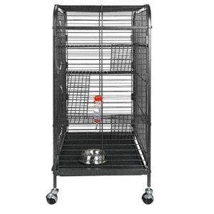 SUPER DEAL 37.2 Inches Metal Ferret Cage Chinchilla 4 Tiers Small Animal Cage with 3 Ladders/ 2 Front Doors/Food Bowl/Water Bottle/Slide Out Trays/Swivel Casters,Black