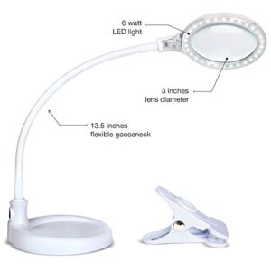 Brightech LightView Pro Flex 2 in 1 Magnifying Desk Lamp, 2.25x Light Magnifier, Adjustable Magnifying Glass with Light for Crafts, Reading, Close Work