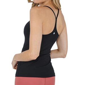 Yogalicious Ultra Soft Lightweight Camisole Tank Top with Built-in Support Bra - Black - Medium