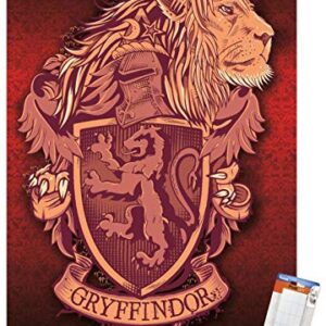 Trends International The Wizarding World: Harry Potter - Gryffindor Lion Crest Wall Poster, 22.375" x 34", Poster & Mount Bundle