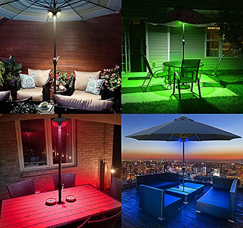 HONWELL Patio Umbrella Light Outdoor Wireless Battery Operated LED Table Umbrella Lights with Remote, 12 Color Changing Outside Umbrella Pole Light, Camping Lights for Umbrellas (Brown)