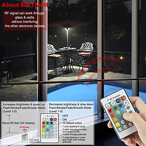 HONWELL Patio Umbrella Light Outdoor Wireless Battery Operated LED Table Umbrella Lights with Remote, 12 Color Changing Outside Umbrella Pole Light, Camping Lights for Umbrellas (Brown)