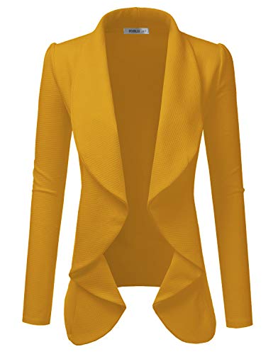 DOUBLJU Classic Draped Open Front Blazer Jacket for Women with Plus Size