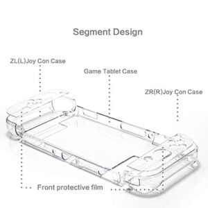 Dockable Case for Nintendo Switch, Protective Case for Nintendo Switch with a Tempered Glass Screen Protector and 6 Joy Stick Covers, Fit into the Dock Station - Clear