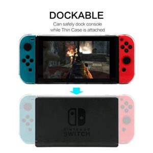 Dockable Case for Nintendo Switch, Protective Case for Nintendo Switch with a Tempered Glass Screen Protector and 6 Joy Stick Covers, Fit into the Dock Station - Clear