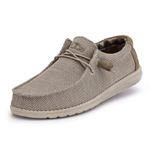 hey dude men's wally sox beige size 8 | men’s shoes | men's lace up loafers | comfortable & light-weight
