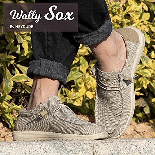 Hey Dude Men's Wally Sox Beige Size 8 | Men’s Shoes | Men's Lace Up Loafers | Comfortable & Light-Weight