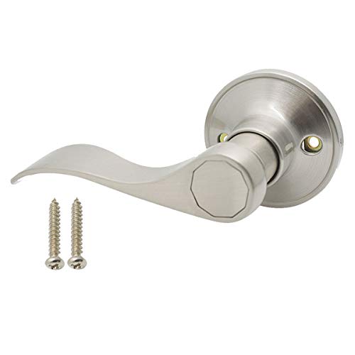 Gobrico Satin Nickel Left-Handed Dummy Lever Handle,One Side,Drop-Shaped,Inactive Door Pull with Screws,1 Pack