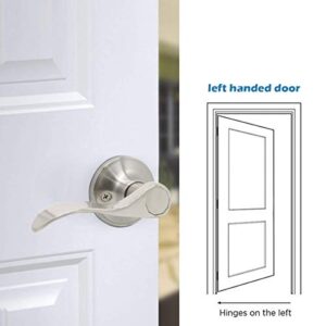 Gobrico Satin Nickel Left-Handed Dummy Lever Handle,One Side,Drop-Shaped,Inactive Door Pull with Screws,1 Pack