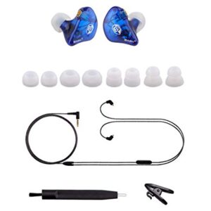 BASN High-Definition in Ear Monitor Headphones for Musicians with Detachable MMCX Earbuds; Dual Dynamic Drivers and Noise-Isolating (Blue)