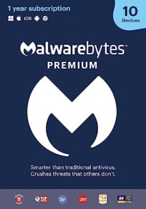 malwarebytes premium 4.5 latest version 2022 antivirus software | 12 months, 10 devices (pc, mac, android) [software_key_card]