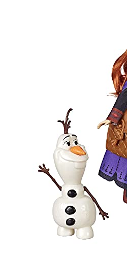 Disney Frozen Anna Doll with Buildable Olaf Figure & Backpack Accessory, Inspired by 2 Movie, Brown