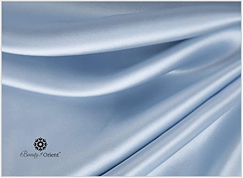 BEAUTY OF ORIENT - 25 Momme, 100% Pure Mulberry Silk Pillowcase for Hair and Skin, Natural Hypoallergenic Silk Pillow Case, Best for Beauty Body and Sleep (Queen - 20" x 30", Frosty Blue)