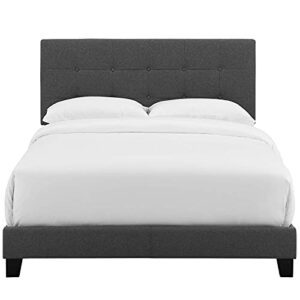 Modway Amira Tufted Fabric Upholstered Full Bed Frame With Headboard In Gray