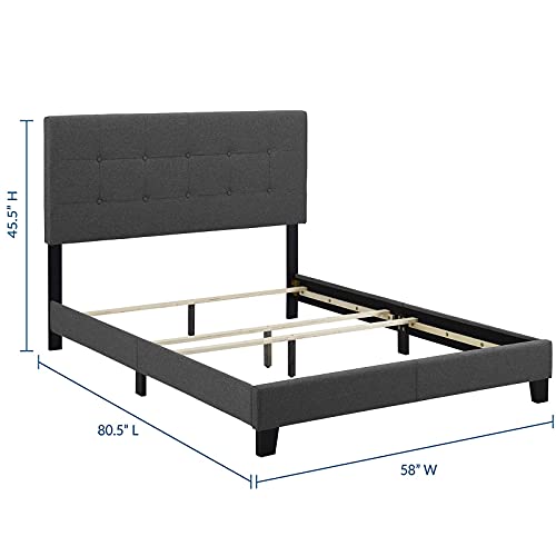 Modway Amira Tufted Fabric Upholstered Full Bed Frame With Headboard In Gray