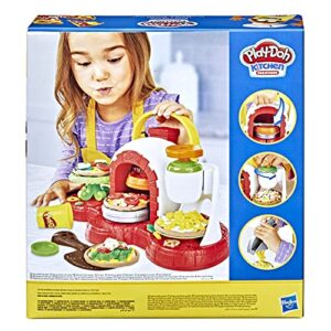 play-doh kitchen creations stamp 'n top pizza oven toy for kids 3 years and up with 5 modeling compound colors, play food, cooking toy