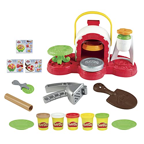 Play-Doh Kitchen Creations Stamp 'n Top Pizza Oven Toy for Kids 3 Years and Up with 5 Modeling Compound Colors, Play Food, Cooking Toy