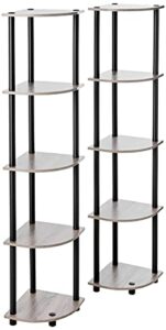 furinno turn-n-tube 5 tier corner display rack 2 pack, french oak grey/black