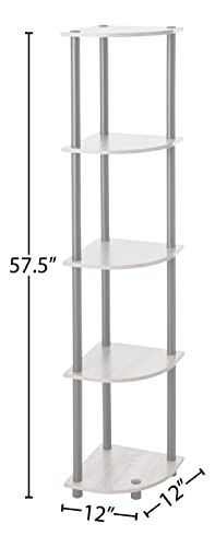 Furinno Turn-N-Tube 5 Tier Corner Display Rack 2 Pack, French Oak Grey/Black