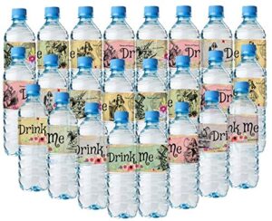 alice in wonderland bottle wraps - 24 alice water bottle labels - 8 different amazing layouts