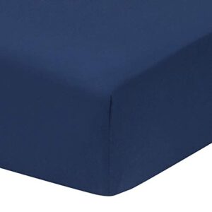 Everyday Kids 2-Pack Fitted Crib Sheets, 100% Soft Breathable Microfiber Baby Sheet, Fits Standard Size Crib Mattress 28in x 52in, White Nursery Sheet and Navy Nursery Sheet