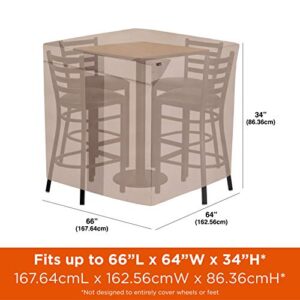 Modern Leisure 2915 Monterey Patio Chairs, bar Height Table, Outdoor Cover (66 L x 64 D x 34 H) Water-Resistant, Khaki/Fossil,Beige