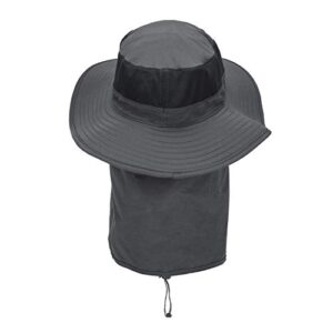 Outdoor Sun Hat UPF 50 Protection Waterproof Fishing hat Face Cover Summer Neck Flap Hat Dark Gray