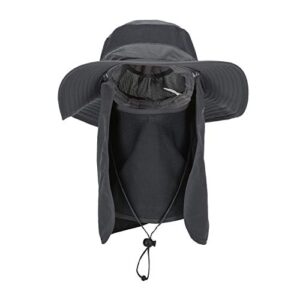 Outdoor Sun Hat UPF 50 Protection Waterproof Fishing hat Face Cover Summer Neck Flap Hat Dark Gray