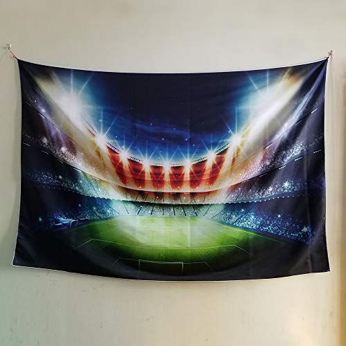 Night Football Field Photography Backdrop Polyester Tapestry Sport Stadium Photo Booth Background for Party Pictures,Table Decor,Bedroom Hanging FT-3543