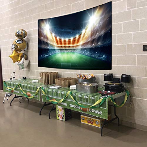 Night Football Field Photography Backdrop Polyester Tapestry Sport Stadium Photo Booth Background for Party Pictures,Table Decor,Bedroom Hanging FT-3543