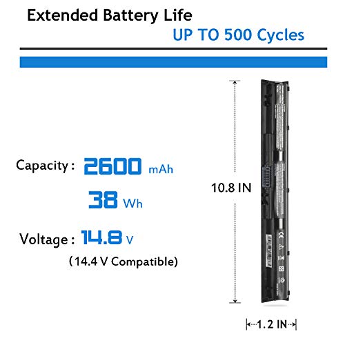 800049-001 KI04 Laptop Battery for HP Pavilion 17-G 15-AB 14-AB Series 17-g121wm 17-g122ds 17-g119dx 17-g113dx 17-g102tx 17-g103dx 15-an050nr 15-ab038tx 15-ab157nr 15-ab292nr 14-ab006tu[2600mAh 14.8V]