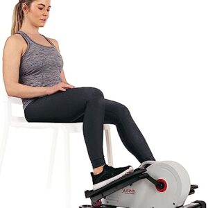 Sunny Health & Fitness Fully Assembled Magnetic Under Desk Elliptical Peddler, Portable Foot & Leg Pedal Exerciser(White) - SF-E3872