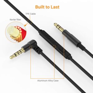 Cubilux 3.5mm to 3.5mm Headphone Cable with MIC Compatible with Sony WH-1000XM4/XM3/XM2 MDR-XB950BT/B1/N1, Skullcandy Crusher Hesh 3/2, Right-Angled 1/8” to 1/8” Audio AUX Replacement Cord, 4 Feet