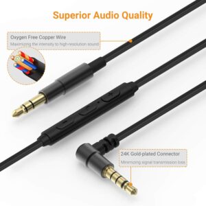 Cubilux 3.5mm to 3.5mm Headphone Cable with MIC Compatible with Sony WH-1000XM4/XM3/XM2 MDR-XB950BT/B1/N1, Skullcandy Crusher Hesh 3/2, Right-Angled 1/8” to 1/8” Audio AUX Replacement Cord, 4 Feet