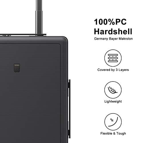 LEVEL8 Carry on Luggage Airline Approved, Carry on Suitcases with Wheels, Lightweight PC Hardside Luminous Textured Luggage, TSA Approved, 20-Inch Carry-On, Dark Grey