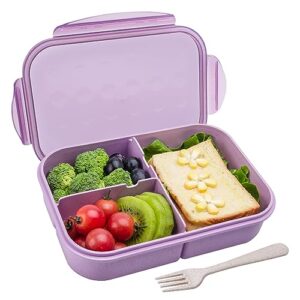 itopor® lunch box,natural wheat fiber materials,ideal bento box for kids and adults,leak proof kids lunch box,bpa-free,mom's choice,healthy food-safe bento lunch boxes for family(purple)