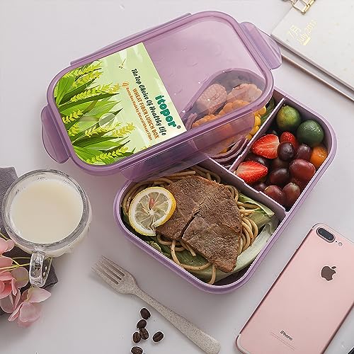 Itopor® Lunch Box,Natural Wheat Fiber Materials,Ideal Bento Box for Kids and Adults,Leak Proof Kids Lunch Box,BPA-Free,Mom's Choice,Healthy Food-Safe Bento Lunch Boxes for Family(Purple)